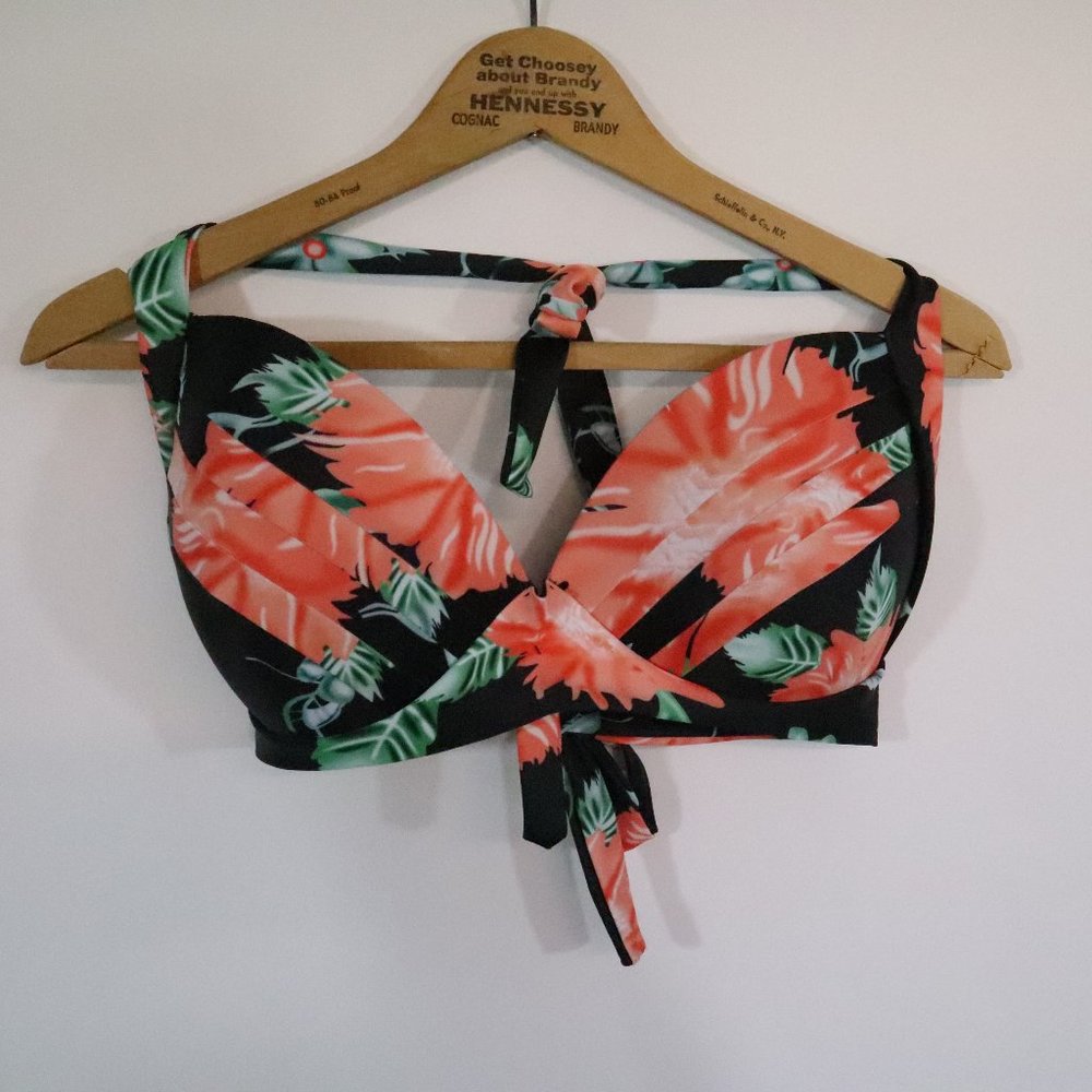 Cocoship Retro Floral Bikini Swim Top XXL